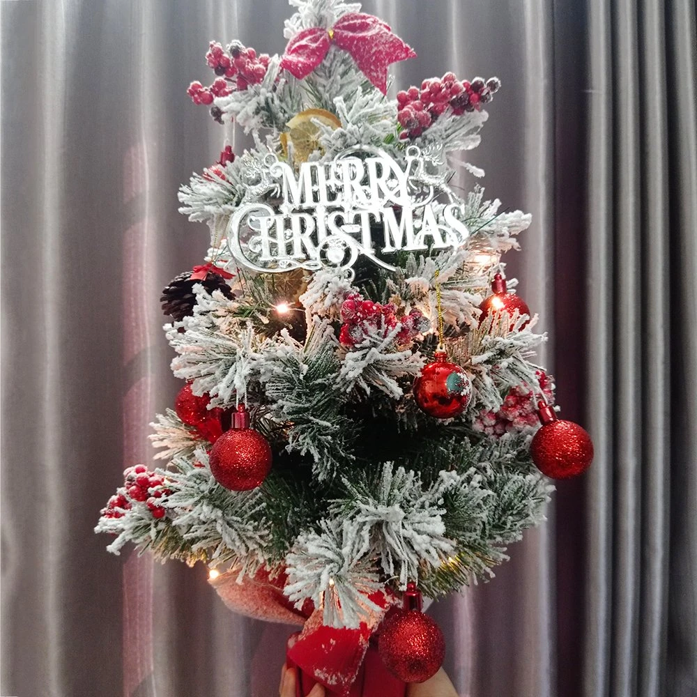 Cây thông mini phủ tuyết sắc đỏ trang trí noel