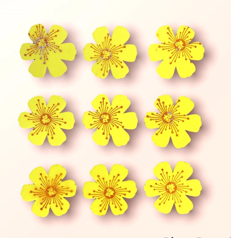 Combo 9 bông mai vàng nhụy đỏ dán cửa kính trang trí tết