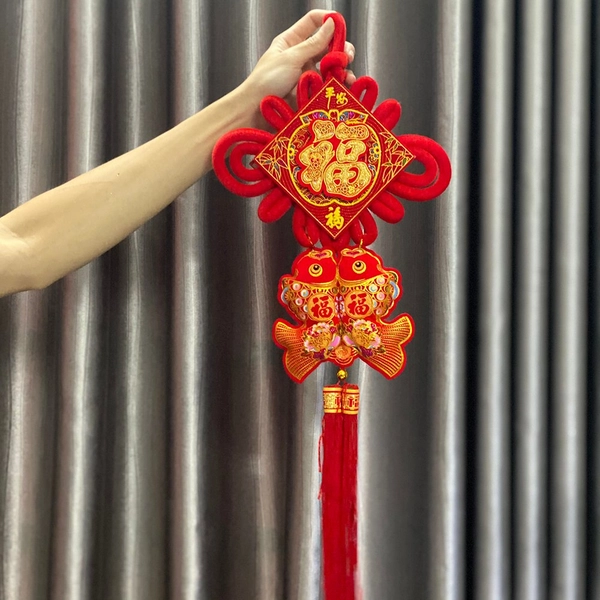 Liễn Treo Chữ Phúc Và Cá Chép Vàng 2 Trang Trí Tết