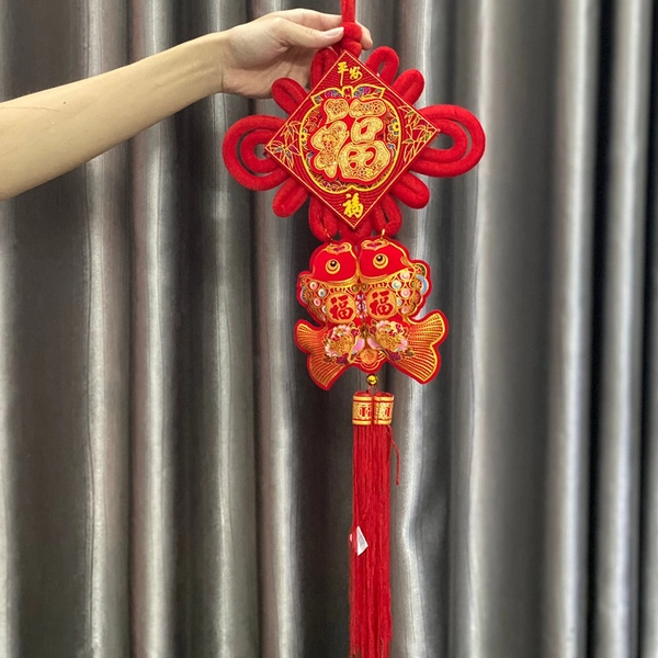 Liễn Treo Chữ Phúc Và Cá Chép Vàng 2 Trang Trí Tết