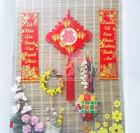 Tiểu Cảnh Mành Tre Chữ Phúc Lớn Trang Trí Tết