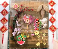 Tiểu cảnh mành tre trang trí Tết