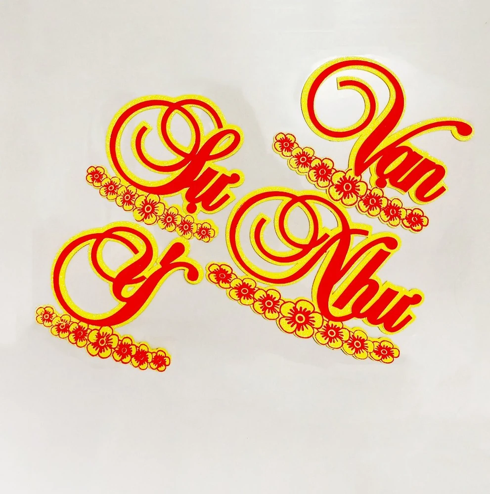 Chữ Vạn Sự Như Ý Kim Tuyến Lớn Dán Cửa Kính Trang Trí Tết