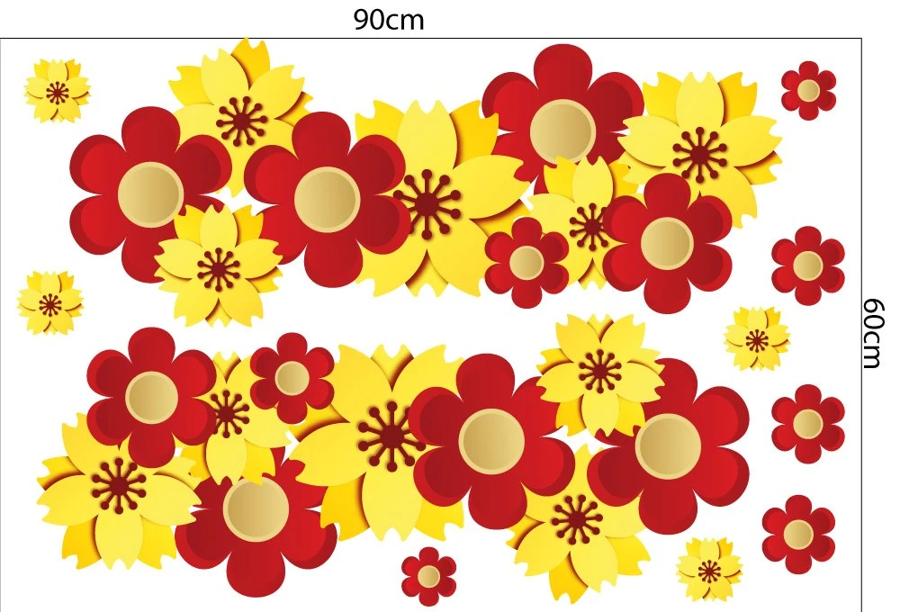 Decal trang trí tết dây hoa treo