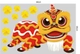 Decal trang trí tết lân vàng mừng đón xuân