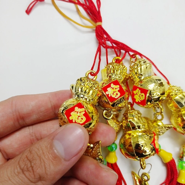 Bộ 5 dây lộc treo hồ lô vàng và thỏi vàng (16)