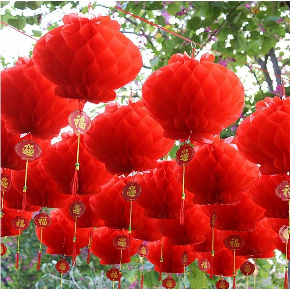 Combo lồng đèn xếp đỏ treo trang trí tết