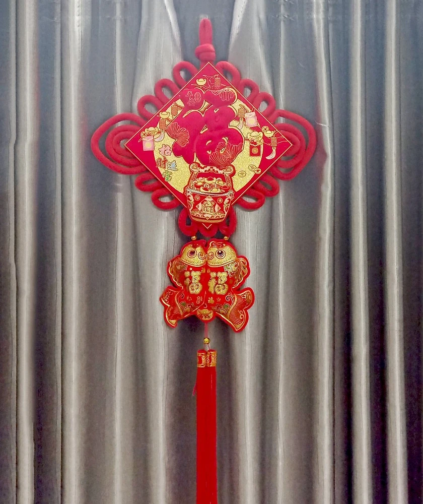 Liễn chữ phúc đỏ cá chép lớn trang trí tết - 341