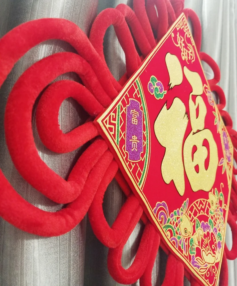 Liễn chữ phúc nhung đỏ lớn 1m1 trang trí phòng khách ngày tết