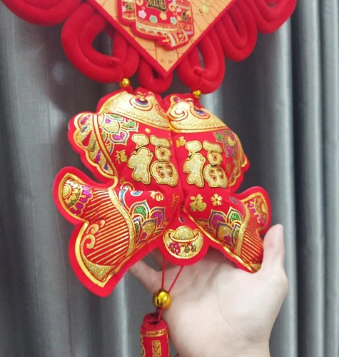 Liễn chữ phúc vàng pháo tết và cá chép lớn trang trí tết - 342