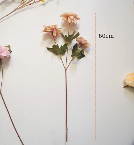 Cành hoa cúc tròn lụa giả trang trí tết