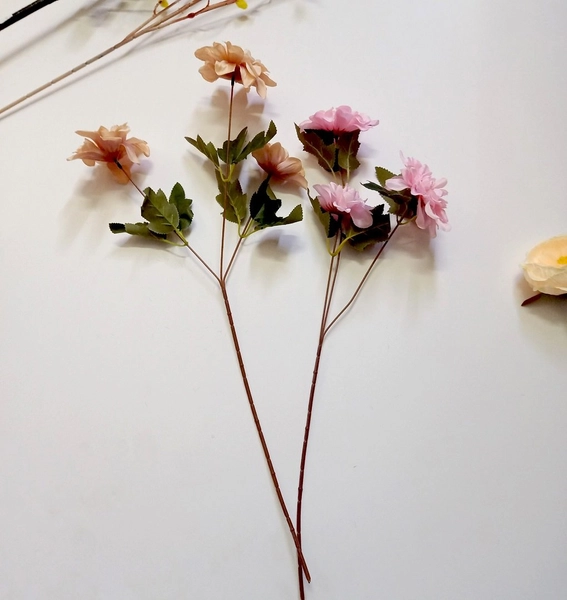 Cành hoa thược dược lụa giả trang trí tết