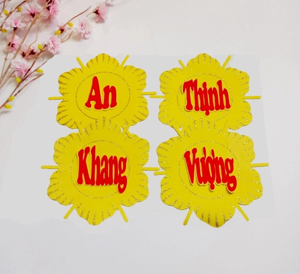 Bộ Chữ dẻo An Khang Thịnh Vượng kim tuyến lớn dán cửa kính trang trí tết