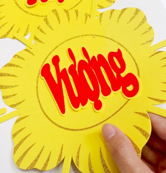 Bộ Chữ dẻo An Khang Thịnh Vượng kim tuyến lớn dán cửa kính trang trí tết