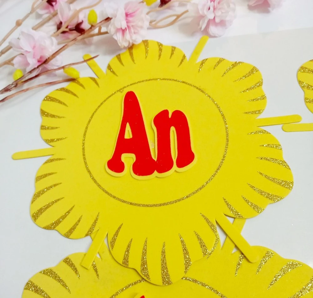 Bộ Chữ An Khang Thịnh Vượng kim tuyến lớn dán cửa kính trang trí tết