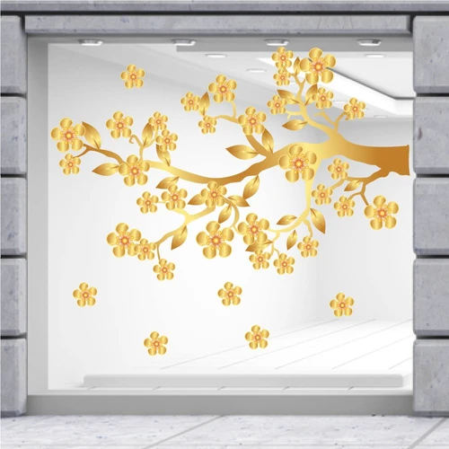 Decal cành mai vàng lấp lánh trang trí tết 3