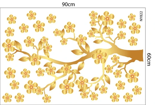 Decal cành mai vàng lấp lánh trang trí tết 3
