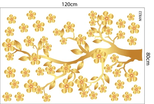 Decal cành mai vàng lấp lánh trang trí tết 3