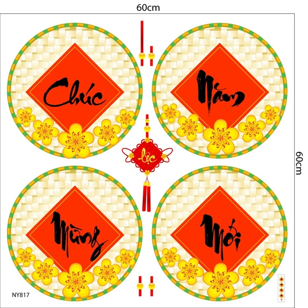 Decal mẹt tết chúc mừng năm mới trang trí tết