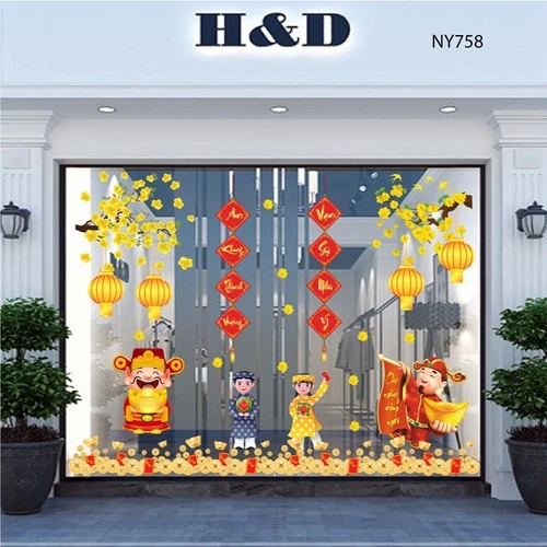 Combo decal trang trí tết bé chúc tết phát tài