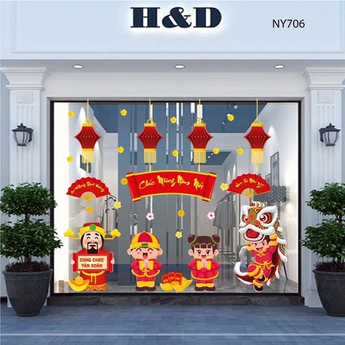 Combo decal trang trí tết cung chúc tân xuân an khang thịnh vượng