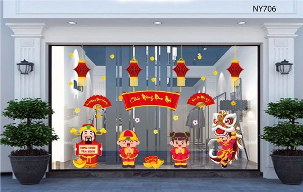 Combo decal trang trí tết cung chúc tân xuân an khang thịnh vượng