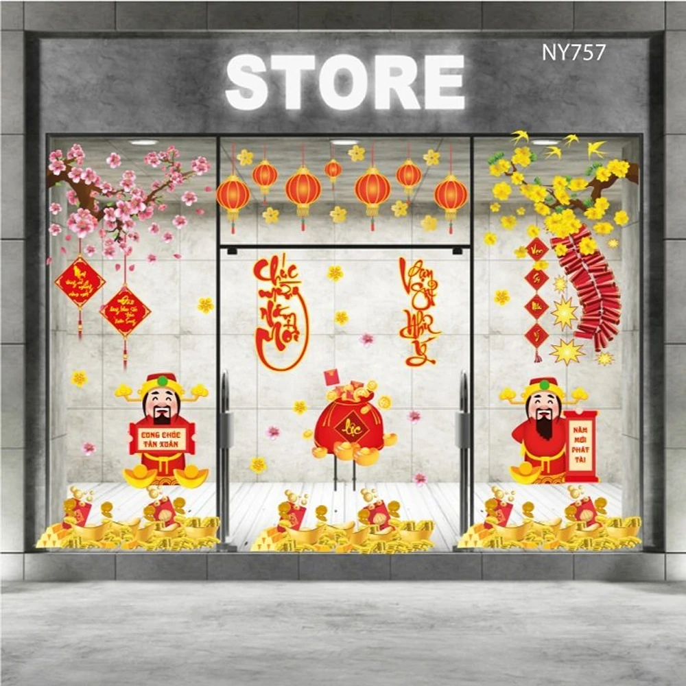 Combo decal chúc tết năm mới phát tài 2