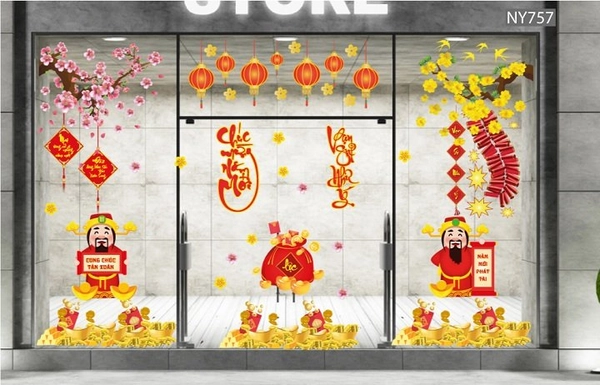 Combo decal chúc tết năm mới phát tài 2