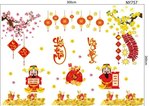 Combo decal chúc tết năm mới phát tài 2