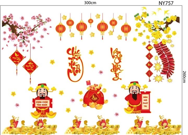 Combo decal chúc tết năm mới phát tài 2