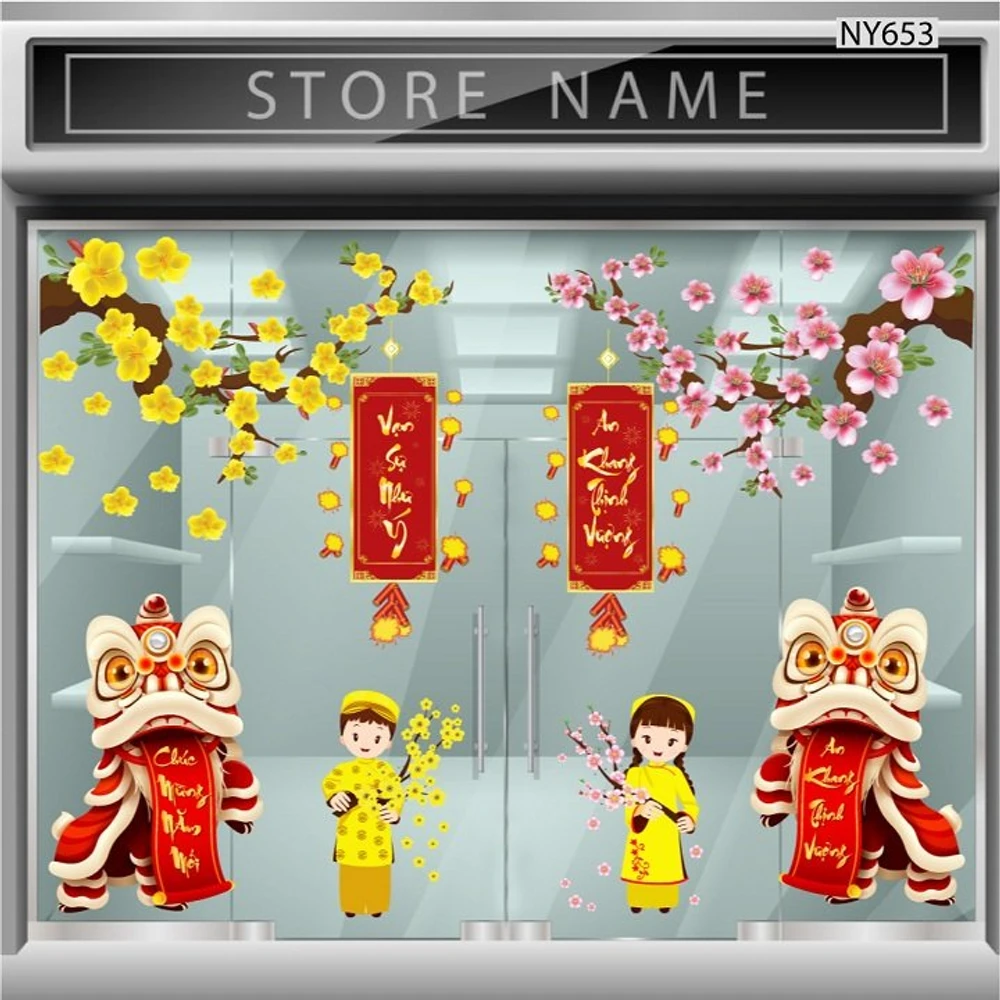 Combo decal trang trí tết Vạn Sự Như Ý - An Khang Thịnh Vượng 2022
