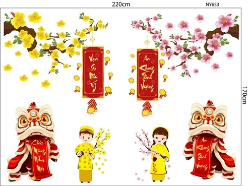 Combo decal trang trí tết Vạn Sự Như Ý - An Khang Thịnh Vượng 2022