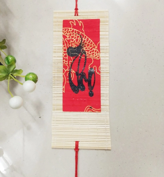 Liễn mành tre chữ Thọ trang trí tết