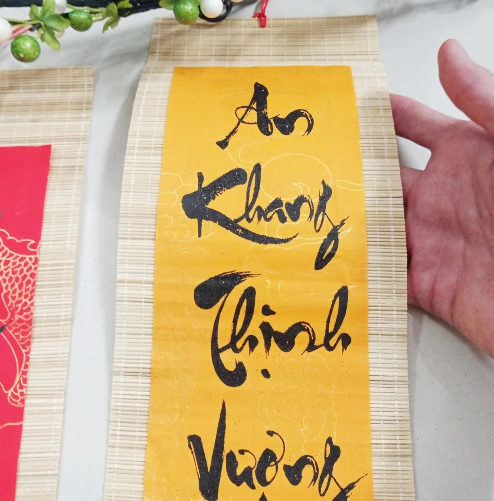 Liễn Mành Trang Trí Tết An khang thịnh vượng