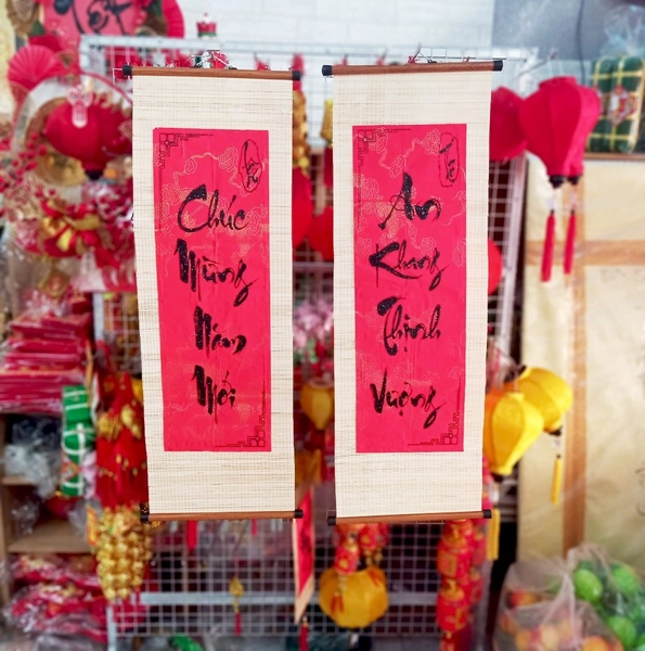 Combo cặp liễn mành câu đối đỏ Chúc mừng năm mới - An khang thịnh vượng