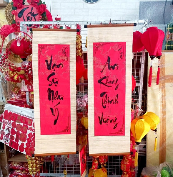 Combo cặp Liễn Mành Thư Pháp Lớn Vạn sự như ý - An khang thịnh vượng