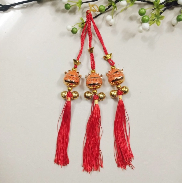 Dây lộc treo mèo thần tài vàng trang trí tết