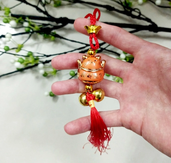 Dây lộc treo mèo thần tài vàng trang trí tết