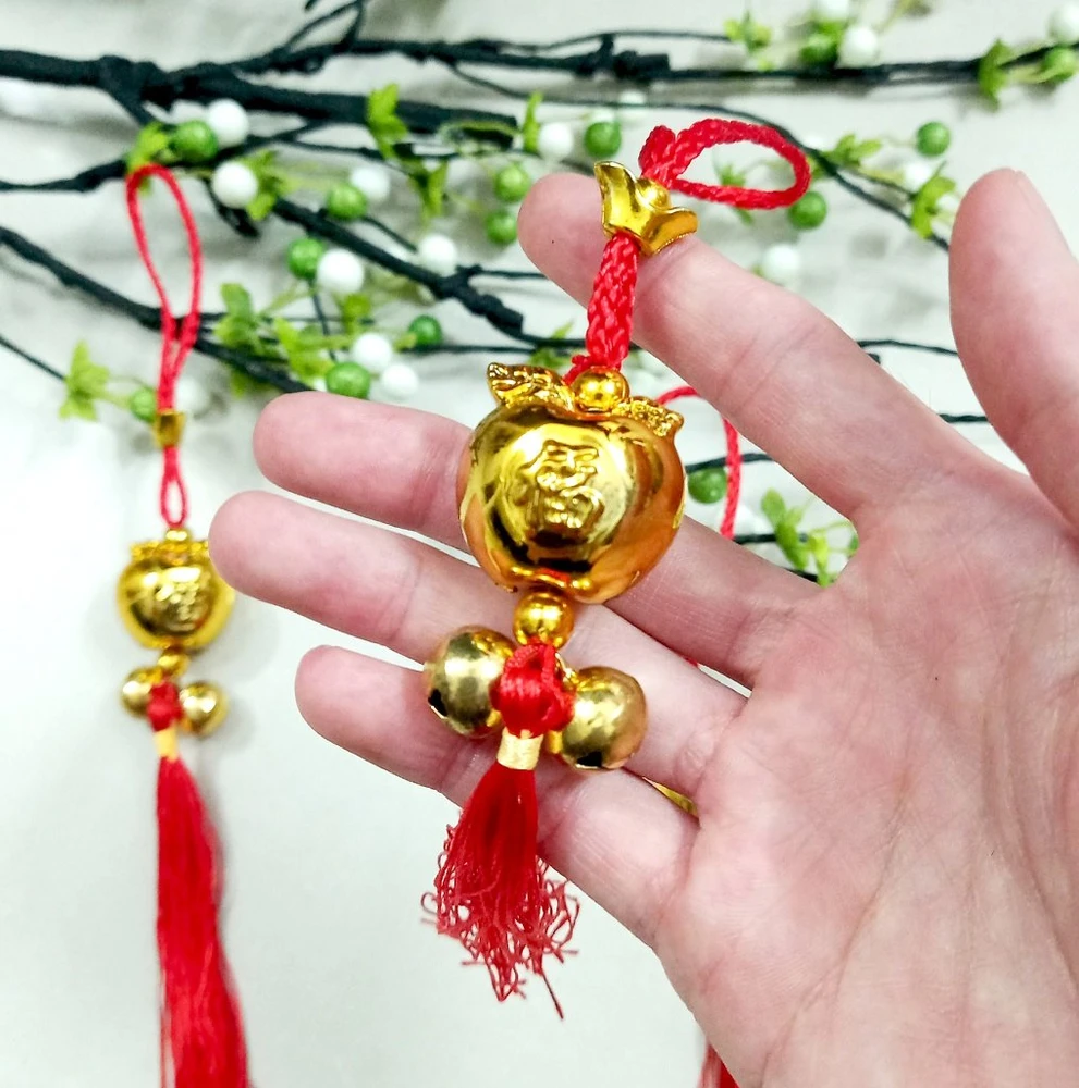 Dây lộc treo quả táo vàng mini trang trí tết