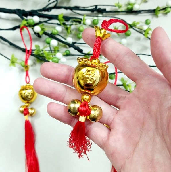 Dây lộc treo quả táo vàng mini trang trí tết