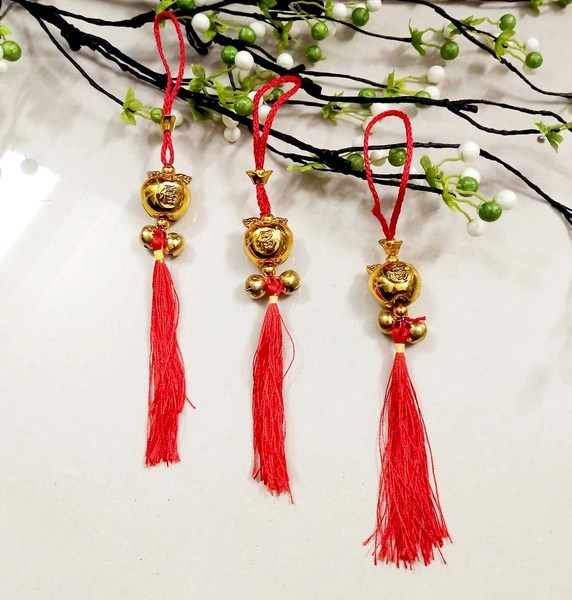 Dây lộc treo quả táo vàng mini trang trí tết