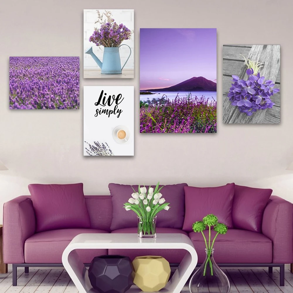 Tranh treo tường cánh đồng hoa tím 2