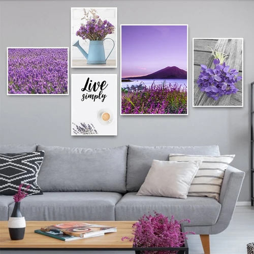 Tranh treo tường cánh đồng hoa tím 2