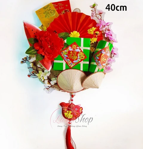 Mẹt bánh tết sắc đỏ trang trí tết