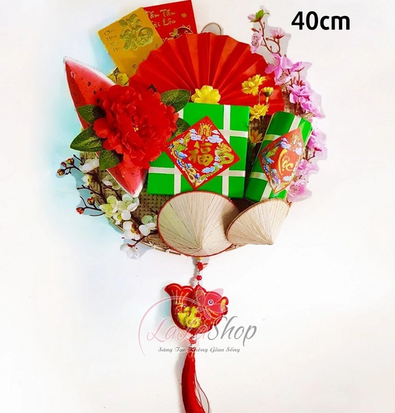 Mẹt bánh tết sắc đỏ trang trí tết