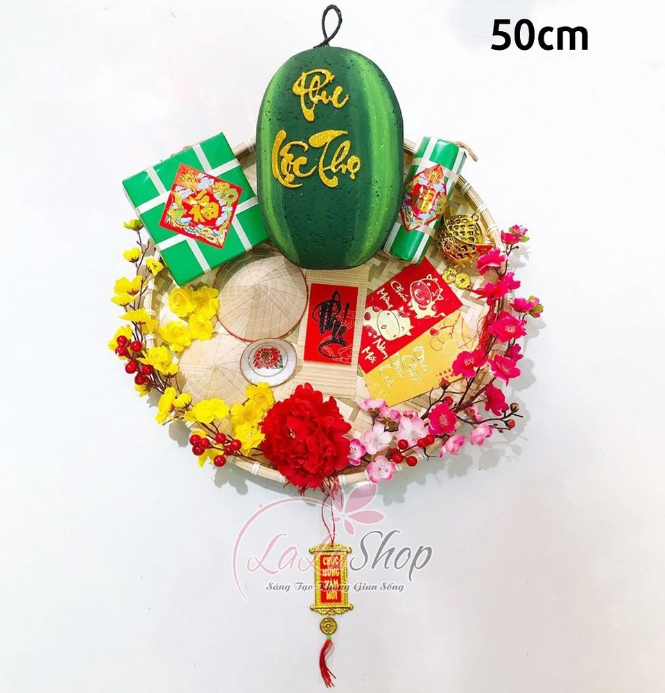 Mẹt dưa hấu đỏ phúc lộc thọ trang trí tết