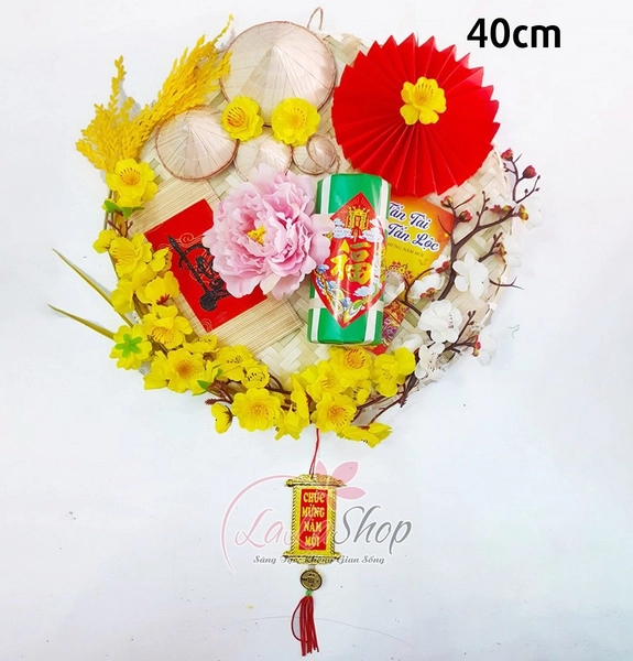 Mẹt tết hoa sắc màu trang trí tết