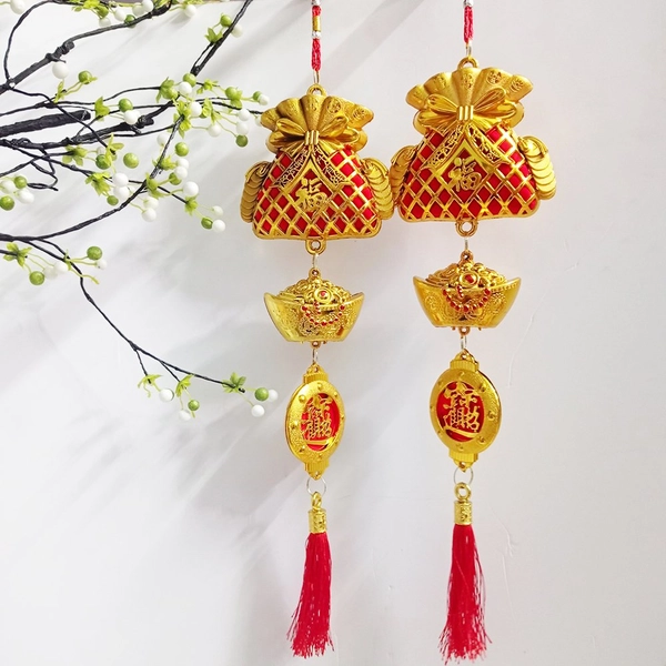 Dây lộc treo trang trí tết túi tiền vàng may mắn