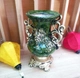 Bình hoa composite hoa văn cổ điển màu xanh ngọc lục bảo cao 34cm