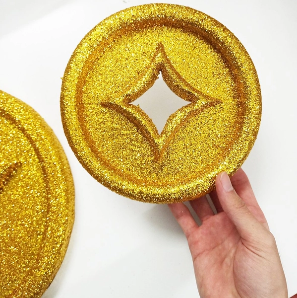 Đồng tiền vàng kim tuyến 1 mặt  phụ kiện trang trí tết